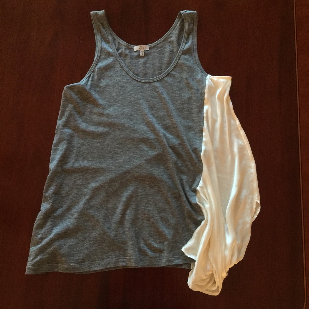 Clu Grey Tank Top with Ivory Side Panel Small